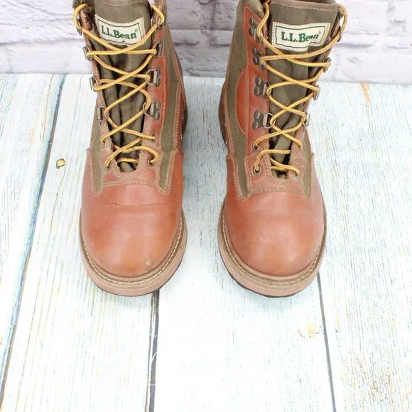 *Vintage LL Bean Fly Fishing Brown Leather Angling Felt Bottom Boots 9 Inch - Picture 5 of 10